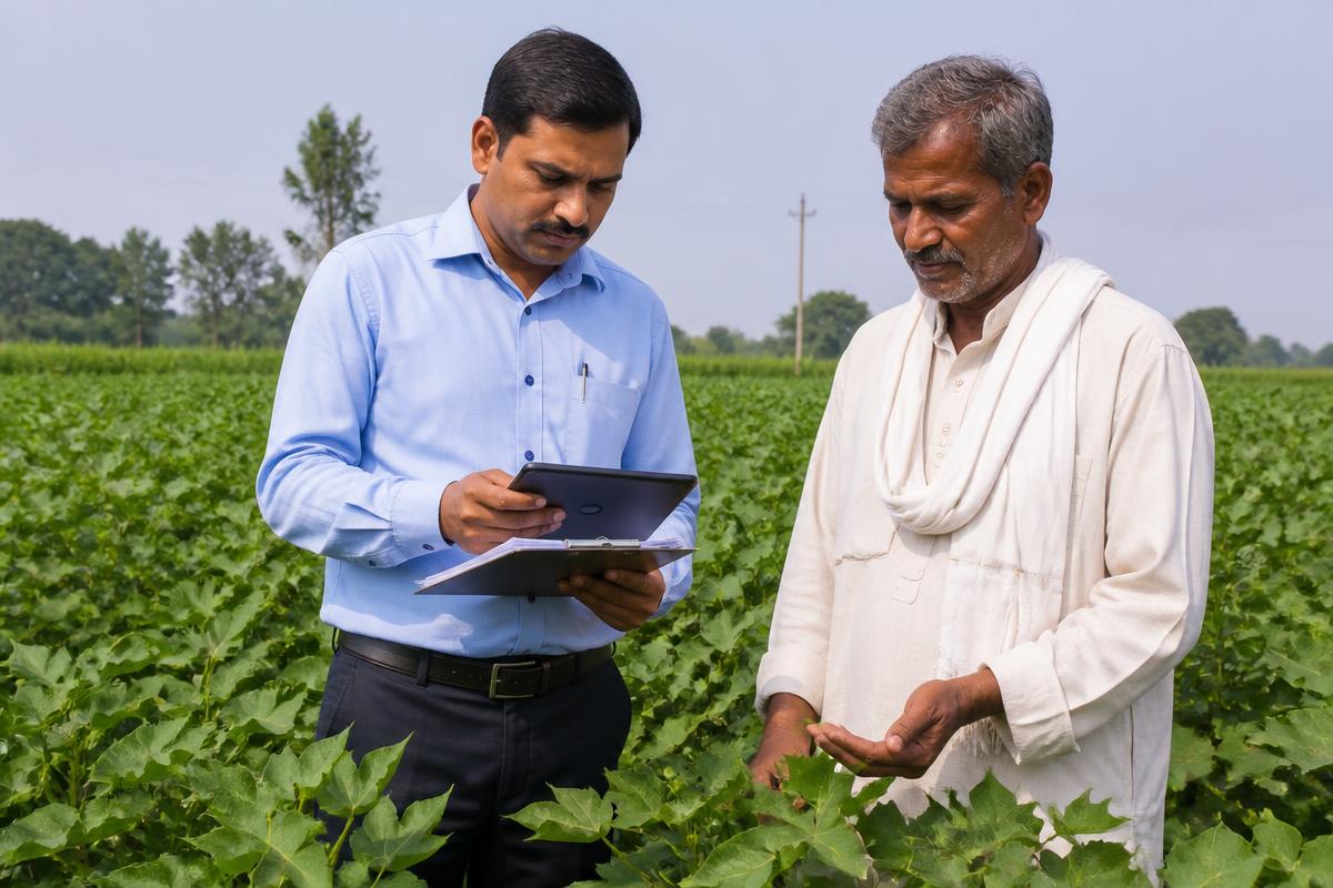 खेत में फसल निरीक्षण